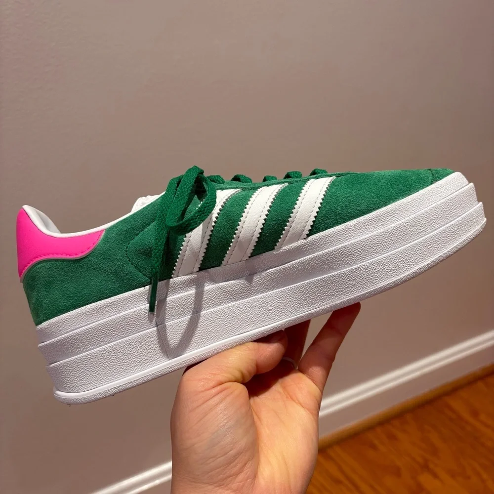 New Adidas Gazelle Bold ‘Green Lucid Pink’ Sneakers Womens 7 StockX Verified - Picture 5 of 11